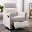 Elegant Tan Nursery Rocker Chair - Modern Upholstered Design with Glider and Swivel Functions - Maximum Comfort in Recliner Style - Durable Metal Frame and Luxurious Linen Material