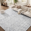 SIXHOME 5'X7' Area Rugs for Living Room Washable Rugs Boho Large Area Rug Modern Geometric Neutral Carpet and Area Rugs for Home Decor Foldable Non Slip Bedroom Rugs Gray