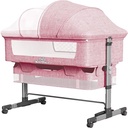 Tcbosik Bedside Crib for Baby, 3 in 1 Bassinet with Mosquito Nets, Large Storage Bag, Comfortable Mattresses and Lockable Wheels, Adjustable Portable beside Bassinet, Bassinet Bedding Set, Pink