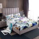 Dragonfly Gifts for Women,Dandelion Fitted Sheet Colorful Butterfly Dragonflies Sheet Set for Lady Girls,Flowers Bed Sheets Botanical Weed Top Sheet Rustic Aesthetic Animal Room Decor Twin