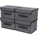 Storage Bins with Lids Set of 4, TRIANU Foldable Storage Boxes with Lids, Storage Baskets Storage Containers Organizers for Toys,Clothes and Books (Grey, Small)