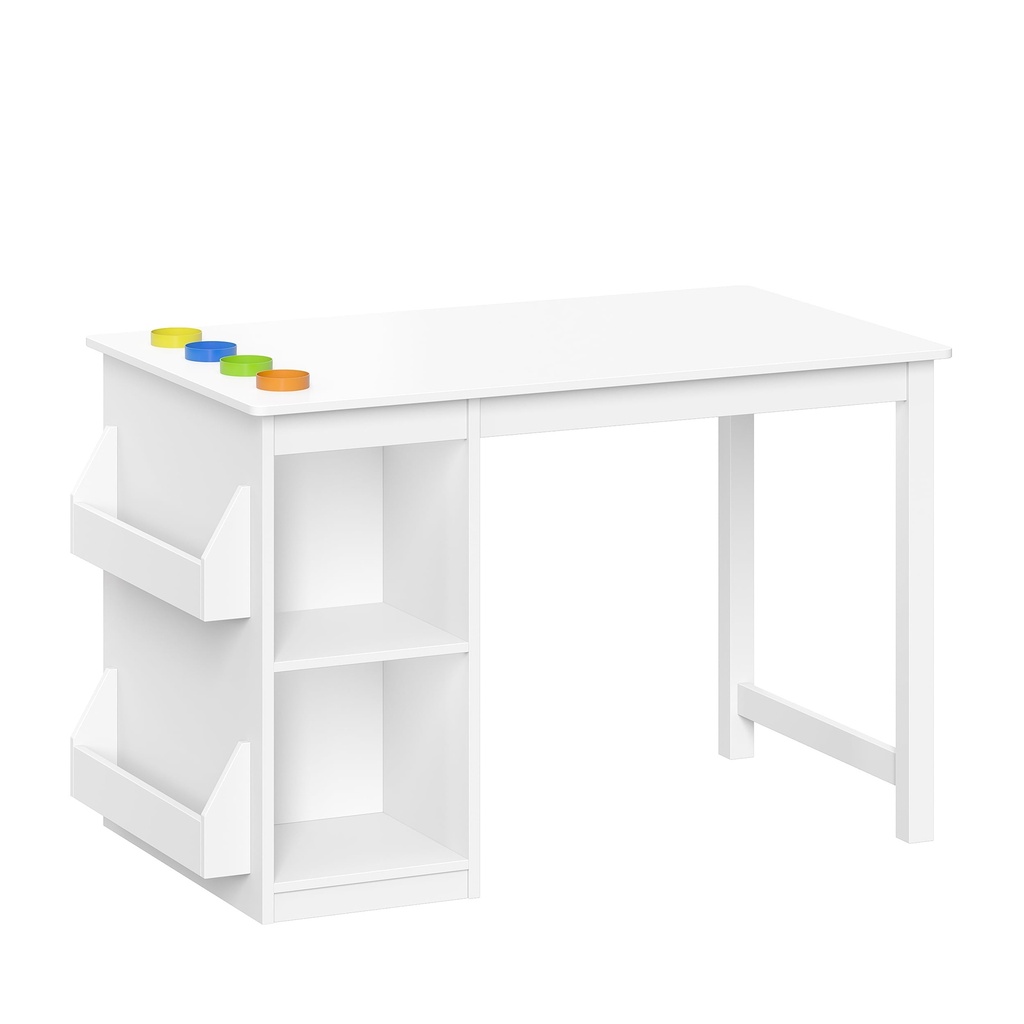 Kids Activity Table with Cubbies & Bookracks - White