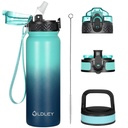 Oldley 20Oz Insulated Kids Water Bottle: Triple-Lid Design with Straw, Chug, and Carabiner - Safe & Durable