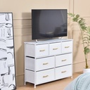 Bigroof Dresser for Bedroom with 7 Drawers Modern White Dresser Easy to Assemble for Closet Entryway Hallway Nusery Kids Bedroom Luxury with Artificial Leather with Wood Top