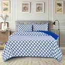 Lux Decor Collection King Duvet Cover Set 3 Piece - Soft Brushed Microfiber Comforter Cover with 2 Pillow Shams - Zipper Closure Duvet Cover (King, White Blue)