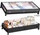 Under-Bed Storage Container on Wheels, 36" Rolling Under-Bed Clothing Storage Bin, 57.8L Large Metal Under-Bed Shoe Storage Container with Clear Lid,Great for Storing Clothes,Toys and More,1-Pack