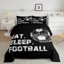 YST Football Theme Bedding Comforter Sets Twin Size, Boys Soccer Pattern Bedding Eat Sleep Football Print Comforter Set for Kids Youth Teenagers, Sports Game Quilt with 1 Pillowcase