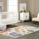 Nuloom Felipa Safari Machine Washable Kids Area Rug, 5' X 8', White Multi