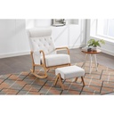Beige Rocking Chair with Ottoman - Mid-Century Modern Style, Upholstered in Fabric, Nursery Accent Glider with Padded Cushion, High Backrest, and Sturdy Wood Base - Size 25.59" X 33.46" X 37.01"