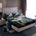 3D Realistic Dinosaur Sheet Set for Boys,Tropical Jungle Wild Animals Sheets Dino Bed Sheets Set Twin,Paleontology Dinosaurios Flat Fitted Sheet Room Decor
