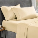 Pieridae Microfiber Sheet Sets for Queen Size Bed Easy Care, Soft and Breathable Bed Sheet Set All round Elastic Fitted Sheet with Extra Deep Pocket 4 Piece, Ivory