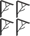 Mocomax 8 Inch Decorative Shelf Brackets, Heavy Duty Floating Shelves Hardware L Shape Tree Branch Metal Corner Brace Supporter, 4 Packs