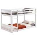 Zimtown Bunk Bed Twin over Twin,Kids Low Floor Bunk Bed with Guard Rails for Children Boys Girls Dormitory Bedroom,No Box Spring Needed,White