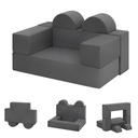 Kids Sofa Couch 6-Pieces, Multifunctional Play Couch Sofa for Kids, Modular Toddler Couch for Playroom, Gift for Kids, Gray