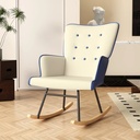 Glider Rocking Chair Nursery Comfy Accent Chair with High Back Faux Leather Living Room Chairs Color Button Tufted Armchair Reading Chair for Bedroom Nursery Office, Cream+ Berry Blue