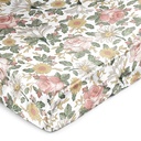 Vintage Floral Pink and Green Satin Fitted Crib Sheet Girl by Sweet Jojo Designs