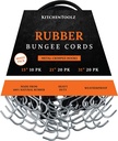 50 Pack Assorted Sizes Bungee Cords Set with Crimped Hooks- Multiple Lengths -Tarp Straps Natural Rubber Bungee Cords - Heavy-Duty Bungee Cords 15", 21" and 31" Sizes