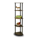Furinno Turn-N-Tube 5 Tier Corner Display Rack Multipurpose Shelving Unit, Espresso & Black - 57.7 X 11.6 X 11.6 In.