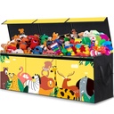 PAFOLO Large Children Toy Storage Chest: Collapsible and Sturdy Organizer with Lids for Kids' Toys, Closet,/Space Use, Yellow Oxford Fabric