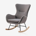Velvet Rocking Chair Nursery, Upholstered Rocking Chairs with High Backrest and Armrests, Small Glider Chair for Nursery, Living Room, Bedroom (Grey)