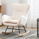 Tzicr Small Rocking Accent Chair with High Backrest and Armrests, Teddy Velvet Upholstered Baby Rocking Chair for Baby Nursery,Living Room,Bedroom (Beige)