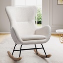 Tolead Teddy Upholstered Accent Nursery Rocking Chair with Side Pocket, Comfortable, Recliner, Beige