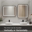 28*20'' LED Bathroom Mirror with Circle Lighted Anti-Fog Wall Mounted Vanity Dimmable Illuminated Modern