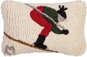 Chandler 4 Corners Hand-Hooked Wool Decorative Throw Pillow | Artist-Designed Downhill Skier Pillow, Ski Pillow for Couches & Beds, Winter Themed Home Decor (8 in X 12 In)