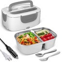 DFITO Electric Heating Lunch Box Food Heater/Warmer Portable Heated Lunch Boxes for Car Truck and Home Work Adults Electric Lunch Box - Leak Proof, 1.5L Removable 304 Stainless Steel Container,Gray