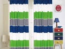 Sapphire Home 2 Panel Curtain Set, Vibrant Multi-Color, Green Gray Blue Stripes Print Multicolor Boys Kids Girls Teen Room Dcor, Curtain, Green/Gray