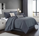 Lanco Grey Comforter Set King Size , 7 Piece Textured Slub Stripe Bedding Set