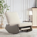 IMKHK Glider Rocking Chair, Comfy Upholstered Nursery Rocking Chair with Footrest, Multi-Functional Padded Rocker Recliner for Small Spaces, Adjustable Lounge Chair for Living Room Apartment, Gray