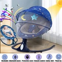 Beuway Electric Smart Baby Swing Seat for Infants with 12 Preset Lullabies and 4 Speeds Bluetooth Motorized Baby Swing Seat for Baby Boy Baby Girl, Fancy Blue