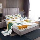 YST Dino Bed Sheets Set for Kids,Dinosaur Sheet Sets for Boys Twin,Set of Ancient Dinosaur Sheets,Jungle Animal Flat Fitted Sheet with 1 Pillowcase Bedroom Decor