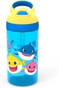 Zak Designs 16Oz Baby Shark Kids Durable Plastic Water Bottle with Straw and Built in Carrying Loop, Leak-Proof, Underwater Friends