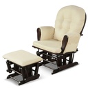 Gymax Glider and Ottoman Cushion Set Wood Baby Nursery Rocking Chair Beige