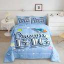 Outer Space Twin Bedding Set for Boys Girls Cute Cartoon Space Rocket Comforter Set Universe Themed Bedding Comforter Sets for Teens Kids Galaxy Starry Sky Theme Bedroom Decor Duvet Insert 2 Pcs