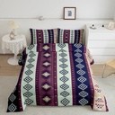 Rustic Southwestern Bedding Set Twin Western Boho Aztec Quilt Bedding Exotic Bohemian Comforter Set for Kids Adults Ethnic Tribal Geometric Triangle Bed Set Purple Blue Mint Green Room Decor 2 Pcs