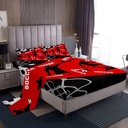 Soccer Bed Sheets for Kids Boys Teens,Red and Black American Soccer Sheet Set Twin,Soccer Player Bedding Set ,Sports Ball Game Court Net Fitted Sheet + Top Sheet + 1 Pillowcase Home Room Decor