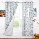 Anjee Blackout Curtains 84 Inches Long Set of 2 for Bedroom, Teal Tree Print Fashion Grommet Light Blocking Window Panels for Living Room 52" X 84"