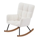 Nursery Rocking Chair with High Backrest for Mom and Baby, Upholstered Rocker Glider Chair with Metal Frame, Boucle Fabric Armchair Leisure Sofa Chair for Bedroom Living Room Office, off White