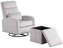 Angel Line Sonia Upholstered Swivel Glider W/ Storage Ottoman, Grey