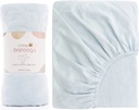 Barooga Muslin Crib Sheets for Boys and Girls, 28"X 52" + 9" , 100% Cotton Neutral Fitted Sheet (Baby Blue)