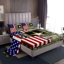 American Flag Flat Sheet Twin Adult Boys Army Green Camo Sheet Sets Kids Men Vintage Usa Flag Top Sheet Retro Military Camouflage Grunge Stripes Flat Sheet,1 Flat Sheet+1 Fitted Sheet+1 Pillowcase