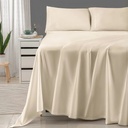 Threadmill Home Linen 100% Cotton Sheets for Cal King Size Bed - 600 Thread Count Cal King Bed Sheets Set with 16” Deep Pocket - Sateen Weave 4-Piece Bedding Set with Cooling Effect, Beige
