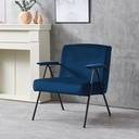 Modern Cloth Leisure Accent Chair, Antique Fabrics Tufted Accent Chair with Black Metal Frame, Home Soft Leisure Recliner, Blue