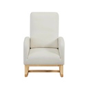 Wooden Rocking Chair, Accent Rocker Chair with Side Pocket, Glider Chair with Upholstered Backrest and Armrests for Living Room Bedroom, Beige