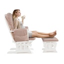 Coelon Glider Rocker with Ottoman, Solid Wood Gliding Chair Set Padded Cushion Baby Nursery Rocking Chair for Relaxing Pink