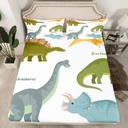 YST Kids Dino Fitted Sheet,Kids Bed Sheets for Boys Twin Size Dinosaur,Set of Ancient Dinosaur Bed Set,Jungle Animal Bedding Set with 1 Pillowcase,No Flat Sheet