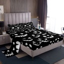 YST Happy Halloween Bed Sheets Set Spooky Ghost Twin Size Sheet Sets, Black and White Sheets Halloween Pumpkin Bed Set, Festival Theme Flat Sheet Lightweight 1 Pillow Case